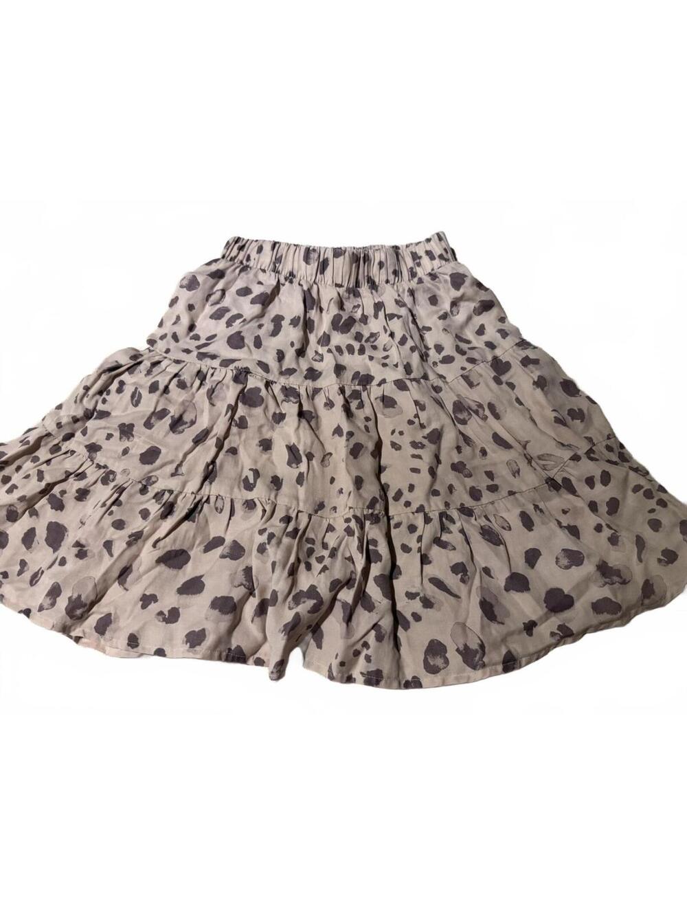 Cloth & Stone Skirt Beige Leopard Print Tiered Elastic Waist XS Anthropologie